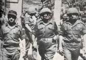 Uzi Narkiss, Moshe Dayan y Rabin entran en Jerusalén en 1967