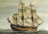 Endeavour. Botado en 1764 como buque carbonero. Utilizado por James Cook como barco descubridor en la expedición de 1768