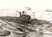 Submarino de Peral. Maniobras en superficie